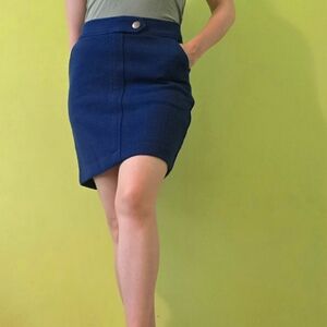 Banana Republic Women's Size 0 Cobalt Blue Quilted Skirt A-Line Career Casual